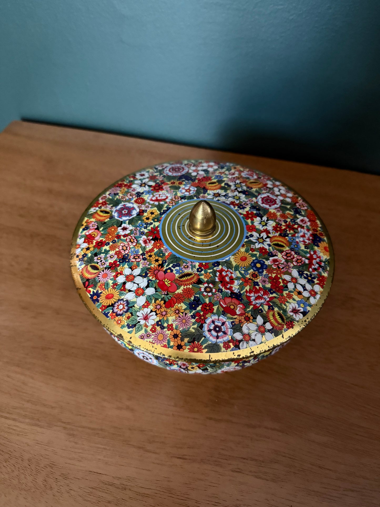 Colorful Tin With Lid | Thrift Picks