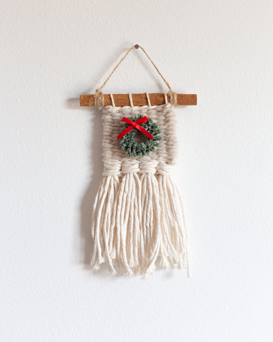 Woven Ornament with Wreath | Holiday Ornament