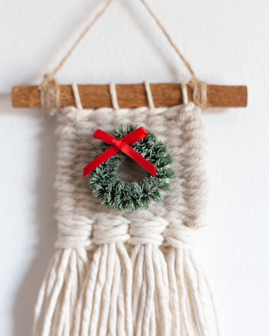 Woven Ornament with Wreath | Holiday Ornament