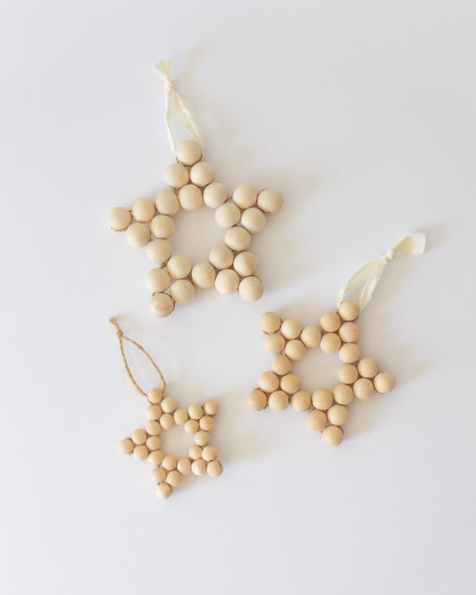 Wood Bead Stars | Holiday Ornament